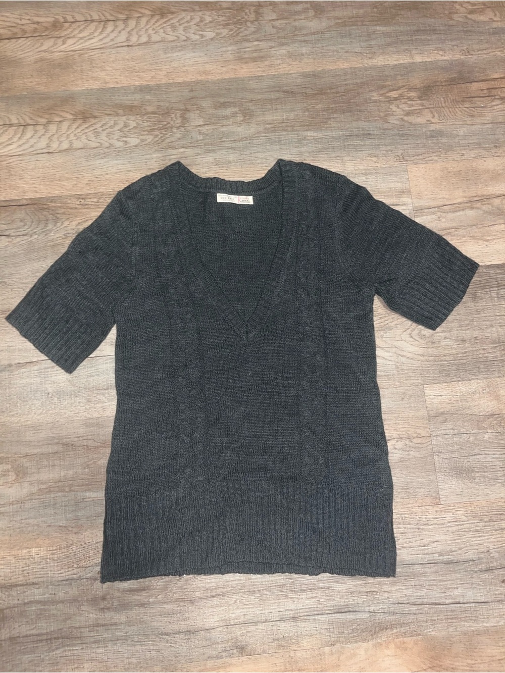 Old Navy Gray Knit Vintage Short Sleeve Sweater Size M